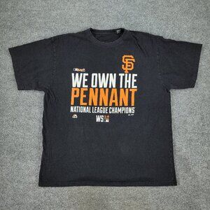 San Francisco Giants Shirt Men 2XL Tall Black MLB Baseball Short Sleeve Pennant
